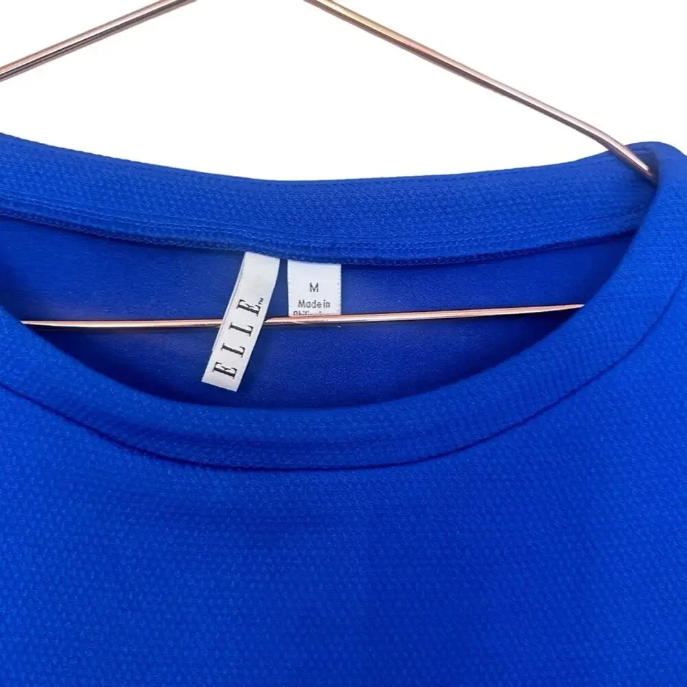 Elle Blue Peplum Blouse - Short Sleeve, Size Medium - Picture 2 of 6